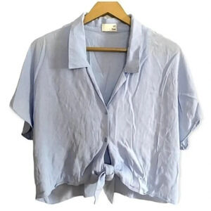 Wilfred Free Blue Crop Front Tie Top